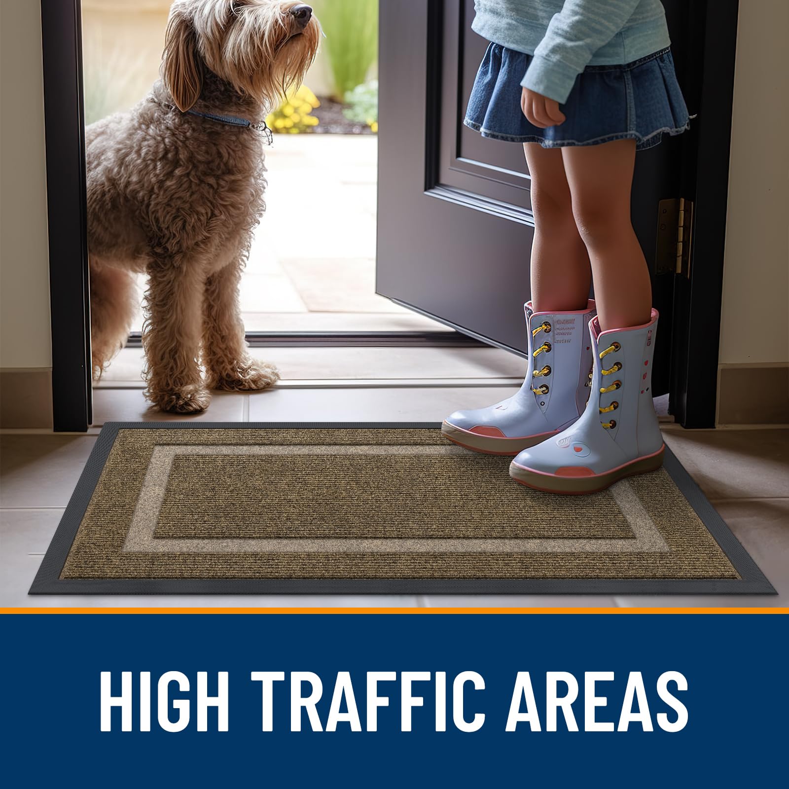 OLANLY Front Door Mat Outside 47x30, All-Season Heavy-Duty Rubber Doormat