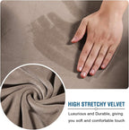 H.VERSAILTEX Wingback Chair Covers Velvet Plush Wing Chair Slipcover 1 Piece High Stretch Wing Back Chair Slipcovers Sofa Cover Furniture Cover with Elastic Bottom, Taupe