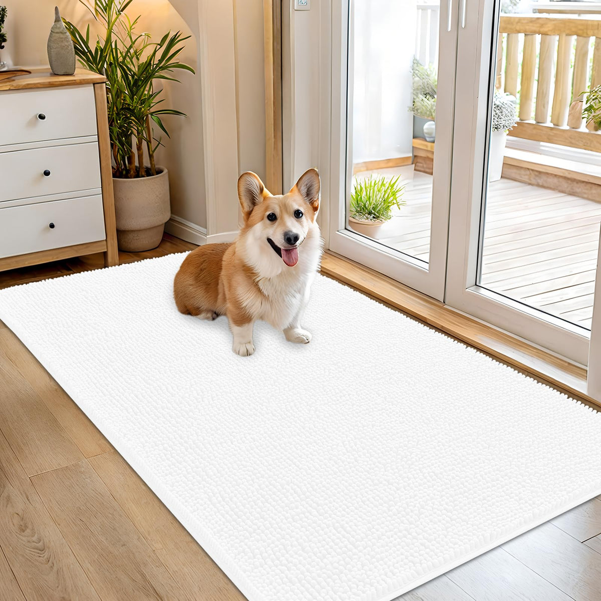 OLANLY Dog Door Mat for Muddy Paws 54x32, Super Absorbent Chenille Mud Mat