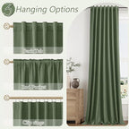 Guken Olive Green 100% Blackout Curtains 102 Inch Length 2 Panels Set for Living Room Bedroom Back Tab Thermal Insulated Black Out Linen Drapes Room Darkening Window Curtains,52x102