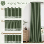 Guken Olive Green 100% Blackout Curtains 102 Inch Length 2 Panels Set for Living Room Bedroom Back Tab Thermal Insulated Black Out Linen Drapes Room Darkening Window Curtains,52x102