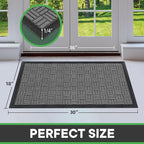 Mibao Front Door Mat, Heavy Duty Durable Welcome Mat for Outdoor Indoor, Dirt Trapper Waterproof Super Absorbent Door Mat for Entryway Outside Patio Porch, 29.5" x 17", Light Grey