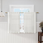 Nanspring Off White Cafe Curtains 45 Inch Length Set 2 Panel Back Tab Pocket Semi Sheer Short Linen White Curtain Tiers for Small Bathroom Window Basement 52x45