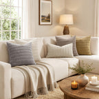 MIULEE Corduroy Decorative Throw Pillow Covers 16x16 Cream White Pack of 2