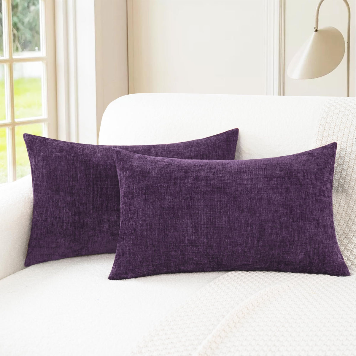 CaliTime Decorative Couch Throw Pillow Covers 26 X 16 Inches Plum Purple
