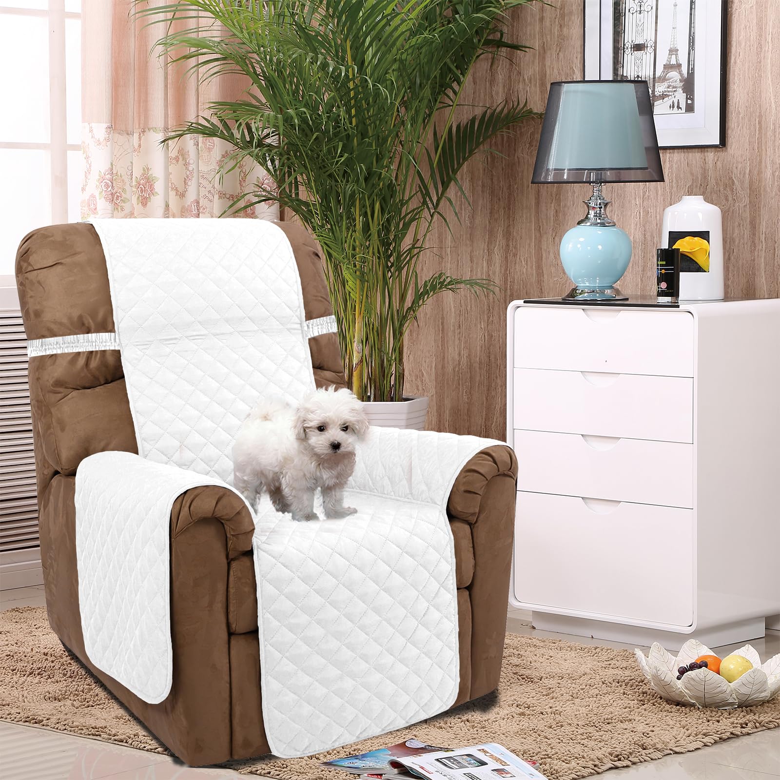 U-NICE HOME Reversible 23''Recliner Small Chair Cover, White