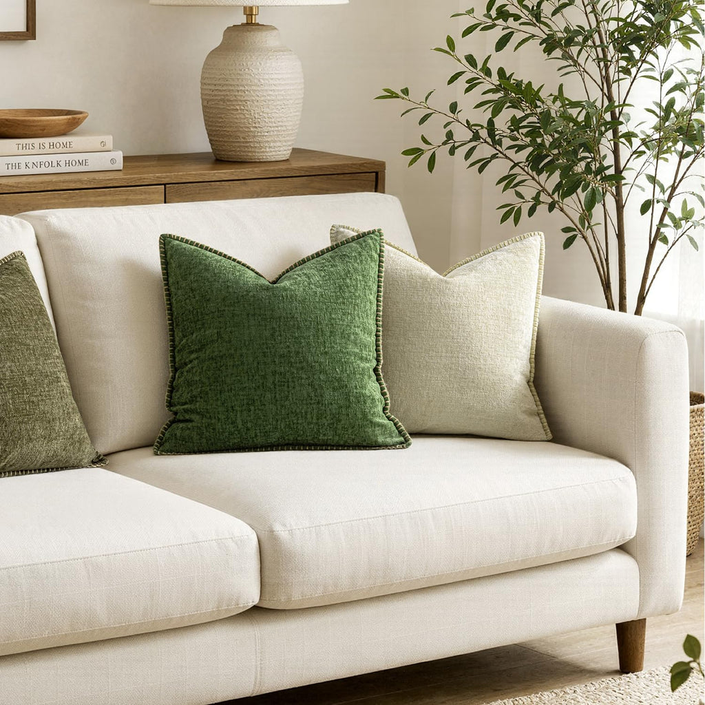 MIULEE Decorative Couch Throw Pillow Covers 20x20 Inch Cream White 2 Pack