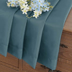 Ebesto Small Sheer Curtains Tier 24 Inches Length 2 Pieces, Light Filtering Cafe Curtains for Living Room Bathroom, Modern Window Treatments Dual Rod Pocket Panels, Dusty Blue, 2X42Wx24L Inches