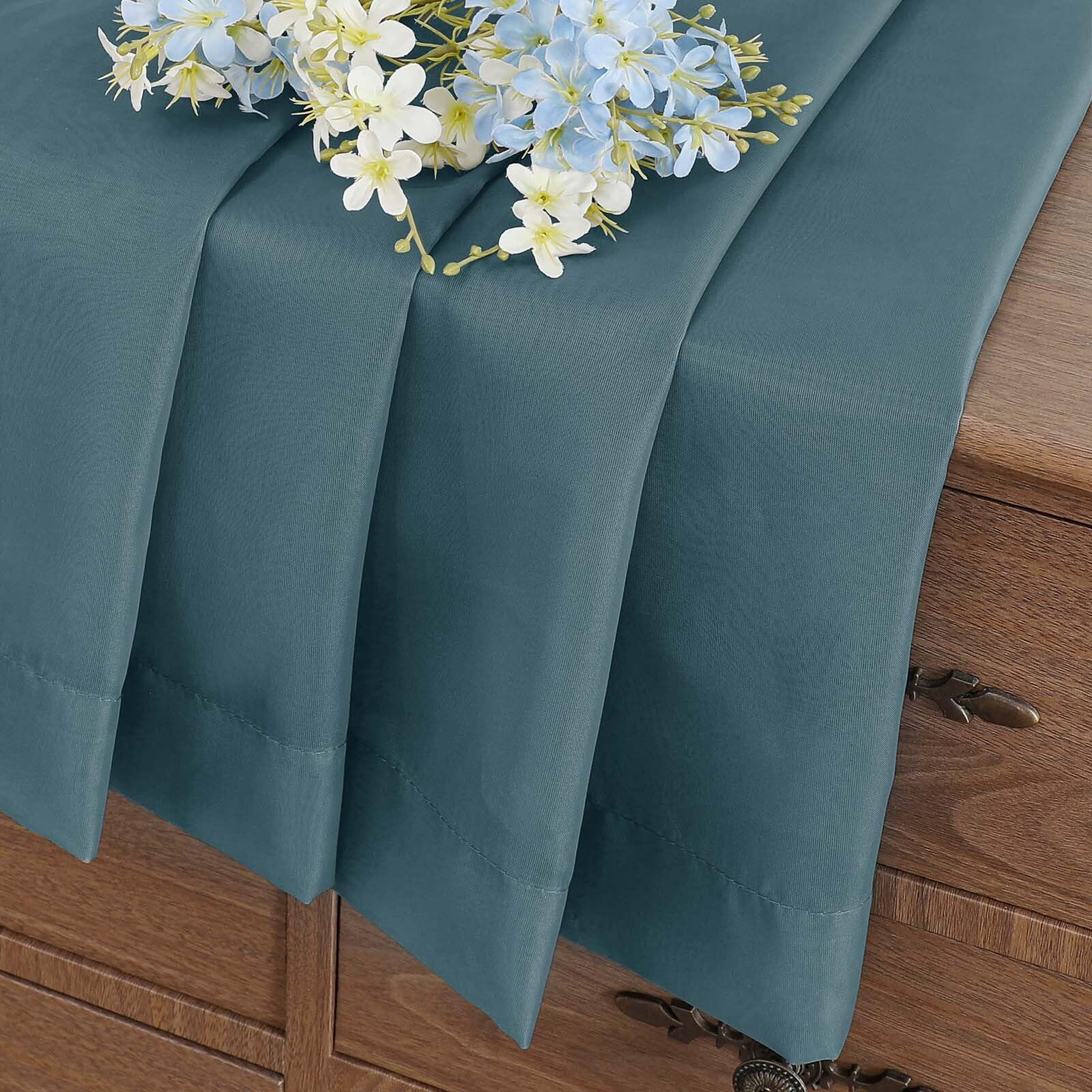 Ebesto Small Sheer Curtains Tier 24 Inches Length 2 Pieces, Light Filtering Cafe Curtains for Living Room Bathroom, Modern Window Treatments Dual Rod Pocket Panels, Dusty Blue, 2X42Wx24L Inches