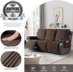 TAOCOCO 100% Waterproof Recliner Sofa Cover, Non Slip Split Couch Covers for Reclining Couches with Straps, Washable Reclining Sofa Cover Furniture Protector for Kids Pets(3 Seater, Dark Brown)