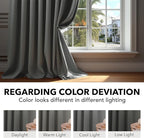 Deconovo Blackout Curtains, Thermal Insulated, W42 x L45 2 Panels, Back Tab, Machine Washable, Room-Darkening Drapes for Bedroom/Living Room Light Grey