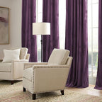 RYB HOME Purple Velvet Curtains 84 inches, Back Tab Soft Fabric Room Darkening Thermal Insulated Luxurious Home Decor Curtains for Living Room Bedroom, W 52" x L 84", 2 Panels Set