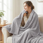 Exclusivo Mezcla Fleece Bed Blanket Twin Size, Super Soft and Warm Blankets for Couch, Sofa and Bed Waffle Textured, Cozy, Fuzzy and Lightweight (Light Grey, 60x80 inches)