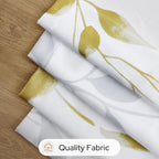 HOMEIDEAS Non-See-Through Gold and White Privacy Sheer Curtains 52 X 96 Inches Long 2 Panels, Leaf Floral Printed Light Filtering Semi Sheer Window Curtains Drapes for Bedroom Living Room