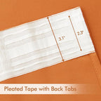 MIULEE Orange Back Tab Blackout Curtains 90 Inch Long 2 Panels Set for Living Room Bedroom Privacy, Rod Pocket/Pinch Pleated Fall Thermal Insulated Room Darkening Light Blocking Curtain, 52 x 90 Inch