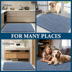 OLANLY Dog Door Mat for Muddy Paws 44x24, Absorbs Moisture and Dirt, Absorbent Non-Slip Washable Doormat, Quick Dry Chenille Mud Mat for Dogs, Entry Indoor Entryway Carpet for Inside Floor, Airy Blue