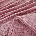Exclusivo Mezcla Fuzzy Large Fleece Throw Blanket for Couch, Mixed Deep Red