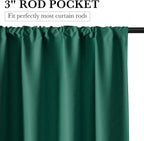 RYB HOME 100% Blackout Bathroom Curtains Over Sink 24 inches Long, Heat & UV Blocking Total Room Darkening Noise Reducing Curtains for Basement RV Campers, Dark Green, 2 Panels Set