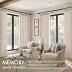 MIULEE Pinch Pleated Thick Linen Curtains 108 Inches Length 2 Panels for Living Room Bedroom, Extra Long Pinch Pleat Drapes Back Tab Light Filtering Cream Ivory Foor to Ceiling Curtains with Hooks
