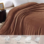Exclusivo Mezcla Fleece Blankets Queen Size for Bed, Super Soft and Warm, All Season, Cozy, Plush, Lightweight, 90x90 Inches, Brown
