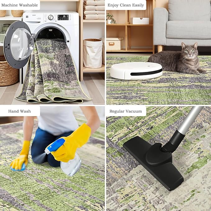 Toneed 4x6 Washable Non Slip Abstract Area Rugs for Bedroom Living Room