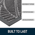 Colorxy Waterproof Doormat, Sturdy Natural Rubber Front Door Mats, Non Slip Low Profile Indoor Outdoor Entrance Mat, Stain Resistant Easy Clean Floor Mat for Patio or Entryway, 47''x24'', Dark Grey