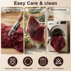 duduta Burgundy Faux Sheepskin Rug 2x3 ft, Fluffy Fur Seat Chair Covers