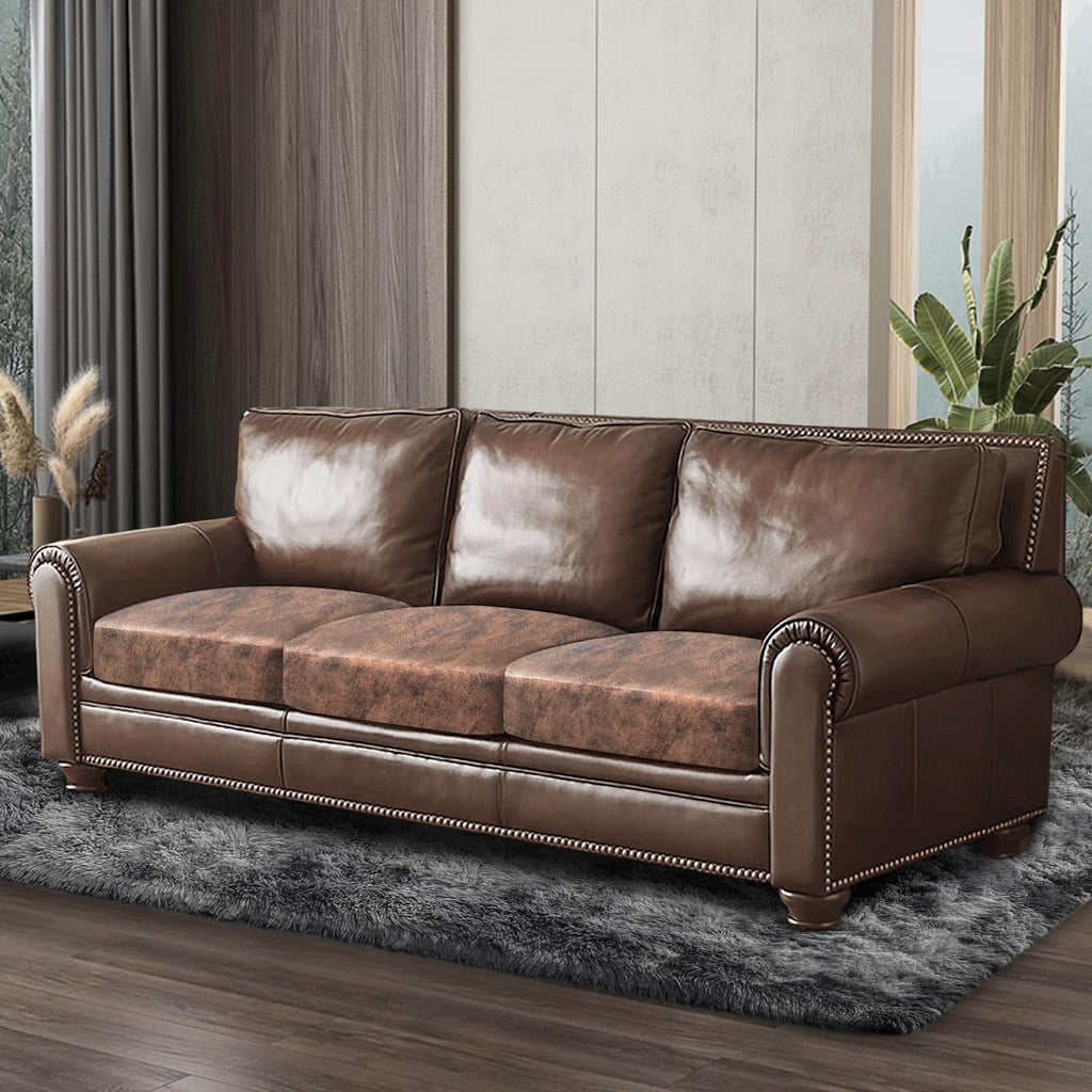ANARACHON Leather Look Couch Cushion Covers Sofa Seat Slipcovers Sets Couches Furniture Protector for Sectional Armchair Loveseat Pets Kids Stretch Spandex Fabric (3 Cushion Sofa, Light Brown)