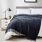 BOURINA Green Throw Blanket 50x60 Inch Boho Knitted Soft Throw Sofa Blanket