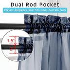 OVZME 2 Panels Sheer Navy Blue Curtains 54 Inches Length Window Treatment for Kitchen, Elegant Airy Transparent Curtain Draperies Rod Pocket for Kids Living Room, Each 42 Width 54 Length