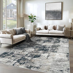 6x9 Area Rugs for Living Room, Washable Modern Abstract Large Area Rug Neutral Soft Non Slip Kids Rug Stain Resistant Indoor Carpet for Bedroom Nursery Dining Room Playroom(BlackGrey, 6'x9')