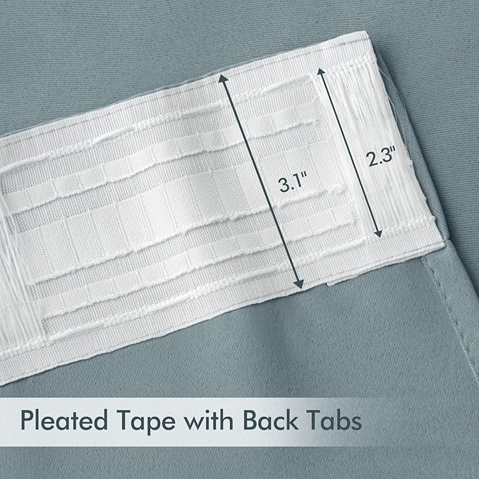 MIULEE Slate Blue Back Tab Blackout Curtains 120 Inch Long 2 Panels Set for Bedroom, Rod Pocket/Pinch Pleated Extra Long Thermal Insulated Living Room Darkening Light Blocking 10FT Drapes