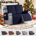 VANSOFY Waterproof Recliner Couch Covers, Sofa Covers 1-Piece Washable Reclining Sofa Cover Non-Slip Furniture Protector with Elastic Straps Pocket for Dogs, Pets(Dark Blue,2 Seater)