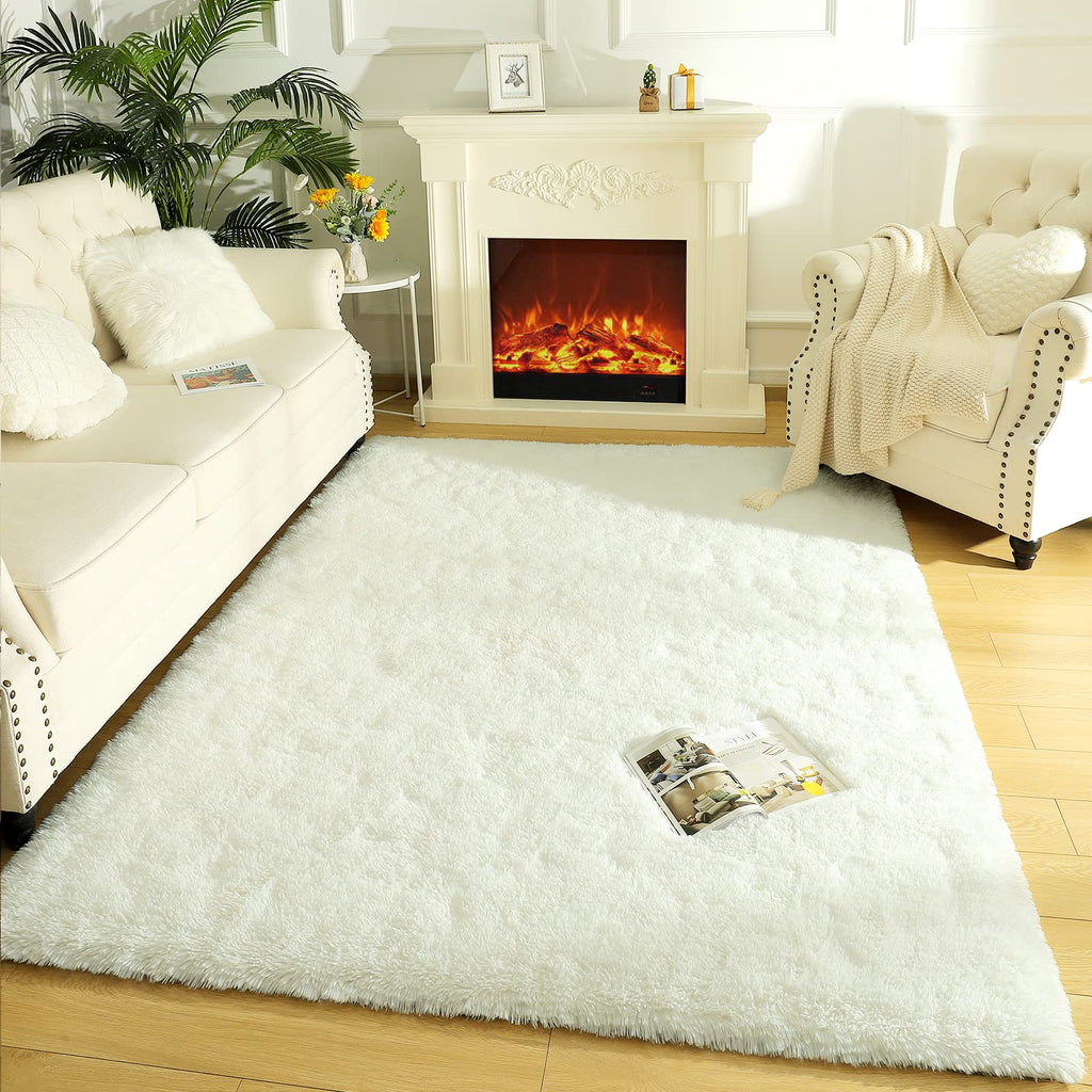 LOCHAS Area Rugs Fluffy Living Room Carpets for Kids Bedroom 3x5, Cream