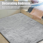 Ultra Soft Fluffy Area Rugs for Bedroom Living Room 10x14, Nursery Rug, Non-Slip Carpet for Kids Dorms Decor, Shaggy Bedside Rug, Light Grey
