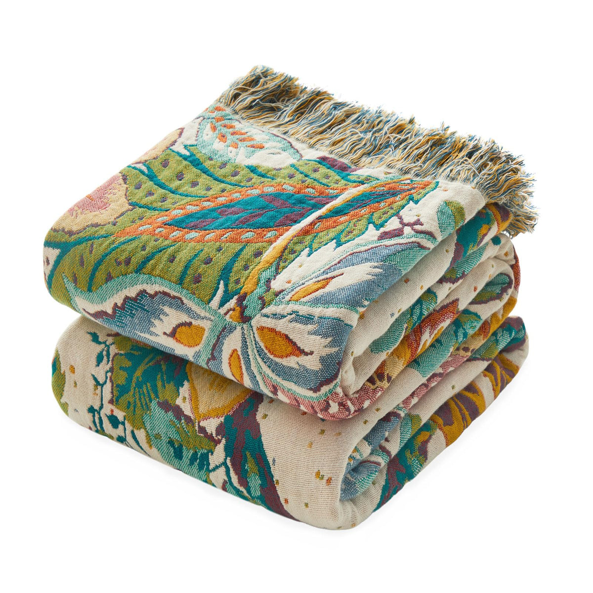 MSGKV Boho Throw Blanket 50"x60" Cotton Throw for Couch Sofa, Floral Quilt