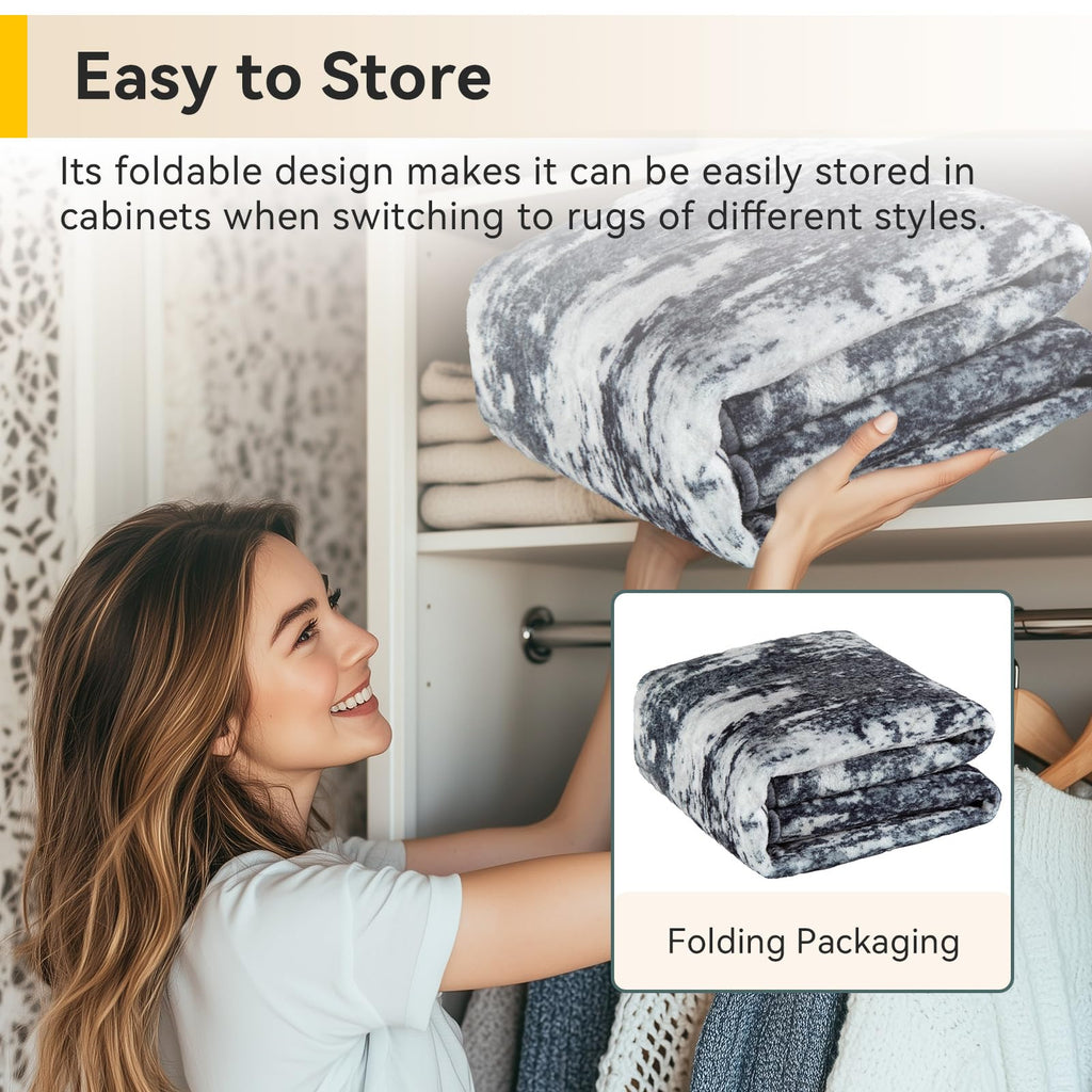 RELEANY Washable 8'x10' Abstract Area Rug for Living Room Black White