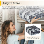 RELEANY Washable 8'x10' Abstract Area Rug for Living Room Black White