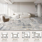 UERMEI 10x12 Area Rug Living Room Rugs - Washable Neutral Modern Abstract Soft Thin Large Rug Indoor Floor No Slip Rug Carpet for Bedroom Under Dining Table Home Office Decor - Blue Grey
