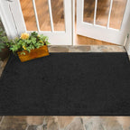 Mibao Super Absorbent Front Door Mat, 48" x 24", Non-Slip Washable Indoor Doormats, Low Profile Entryway Rug Outdoor, Dirt Resistant Welcome Mats for Front and Back Door Entrance, Pure Black