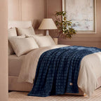Bedsure 3D Fleece Bubble Blanket - GentleSoft Blue Queen Blanket for Bed Sofa Room Decor - Luxury Soft Cozy Gifts for Kids Girls, Lightweight, All Seasons, Navy Blue, 90"×90"