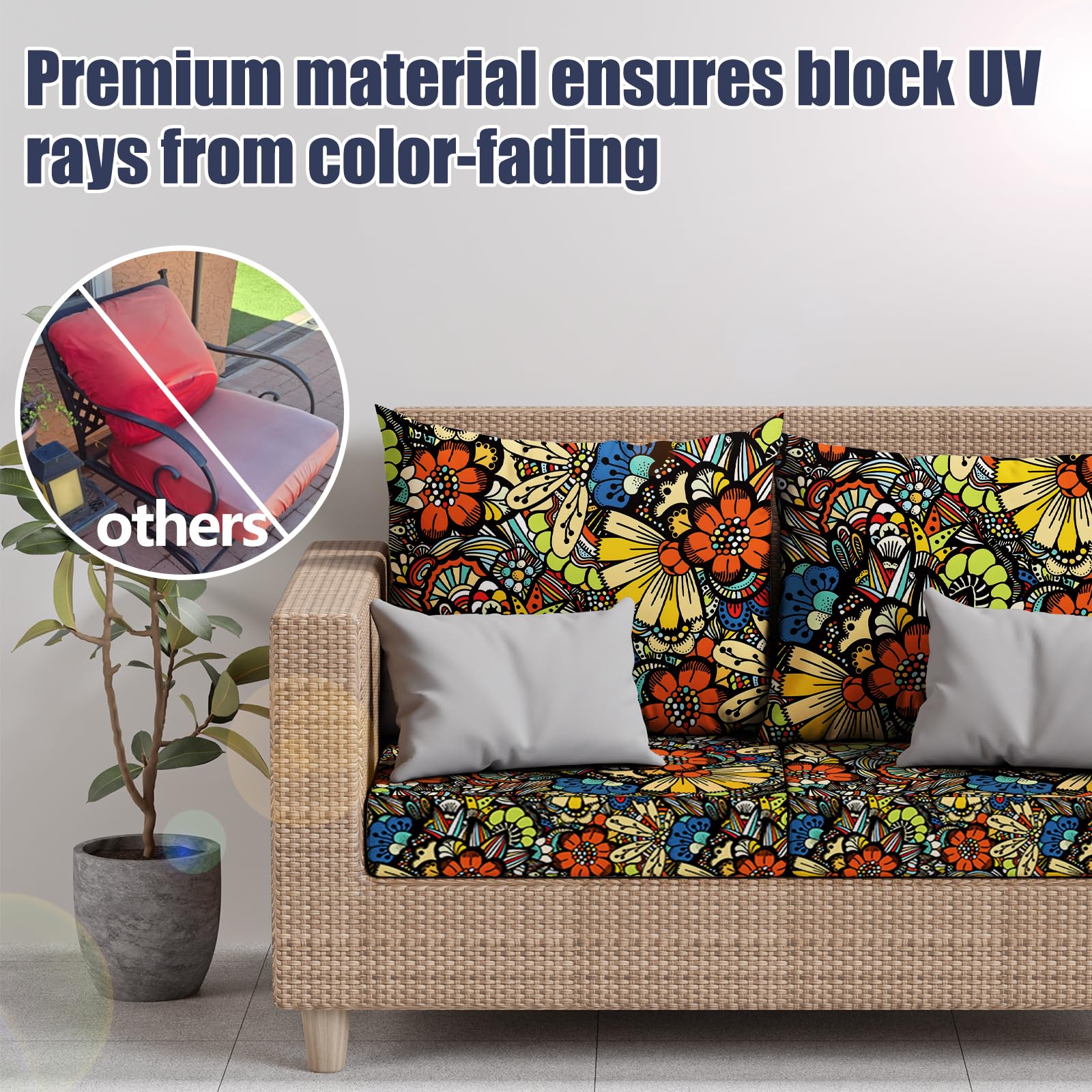 8Pcs Outdoor Cushion Covers, Stretch Patio Furniture Couch Chair Slipcovers