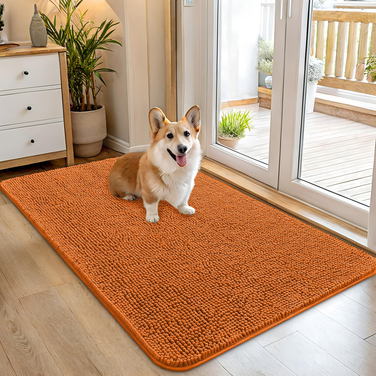 OLANLY Dog Door Mat for Muddy Paws 45x27, Super Absorbent Chenille Mud Mat