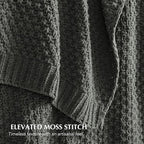 EVERGRACEHOME Chunky Chenille Knit Throw Blanket for Couch, Soft Luxurious Moss Stitch Blankets for Bed, Cozy Decorative Farmhouse Knitted Throws for Sofa, Charcoal Gray, 60" x 80"