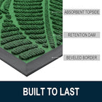 Colorxy Waterproof Doormat, Sturdy Natural Rubber Front Indoor Mat, Non Slip Low Profile Indoor Outdoor Door Mats, Stain and Fade Resistant Floor Mat, Easy Clean Patio Entrance Mat, 71''x23'', Green