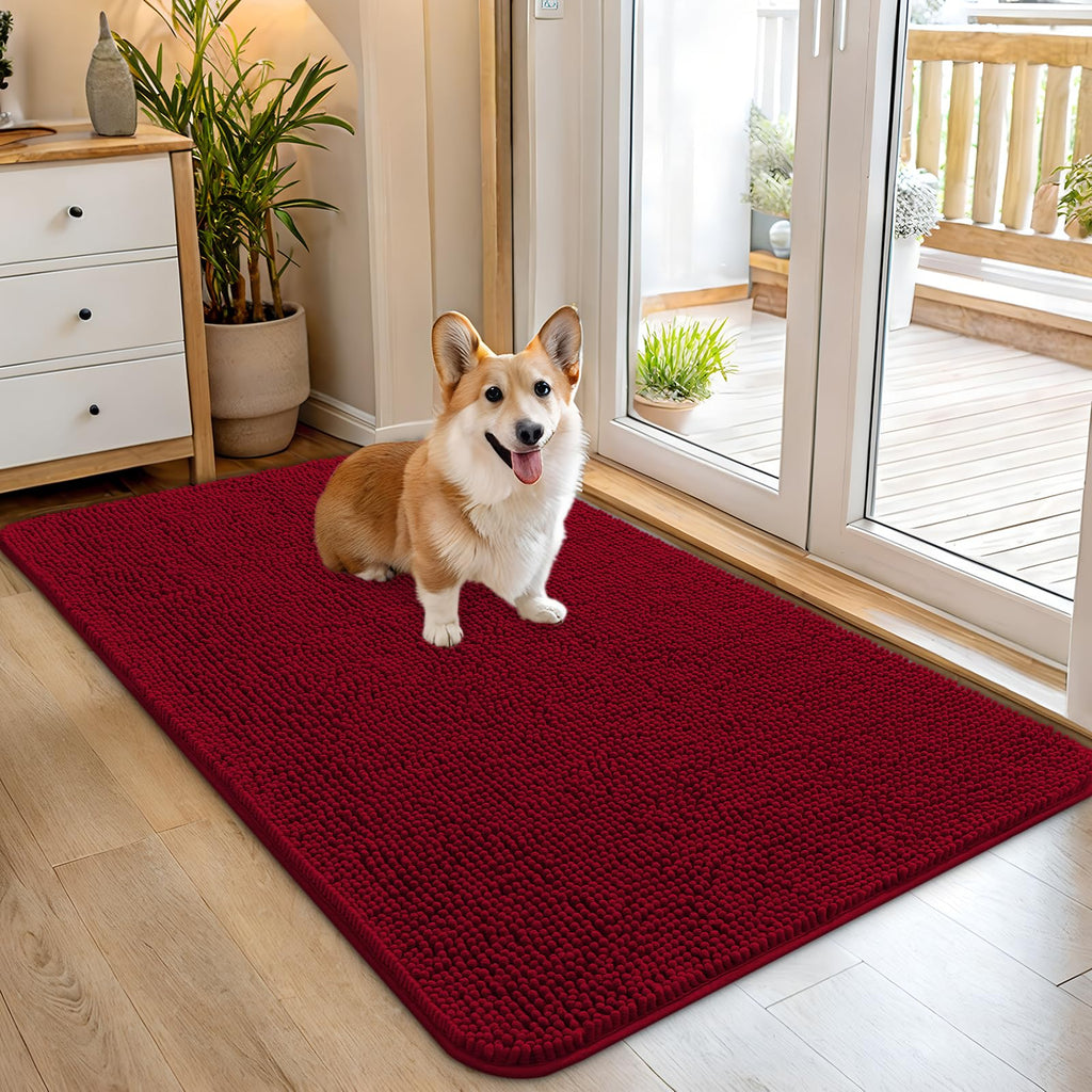 OLANLY Dog Door Mat for Muddy Paws 45x27, Super Absorbent Chenille Mud Mat