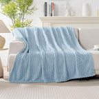 Blue Throw Blanket - Soft & Fluffy Fleece, Cute & Aesthetic, Perfect for Sofa, Couch, Chair, Bed, Living Room & Bedroom, All-Season Use, Plush & Cozy Decorative Blanket 50x60