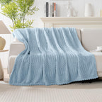 Blue Throw Blanket - Soft & Fluffy Fleece, Cute & Aesthetic, Perfect for Sofa, Couch, Chair, Bed, Living Room & Bedroom, All-Season Use, Plush & Cozy Decorative Blanket 50x60