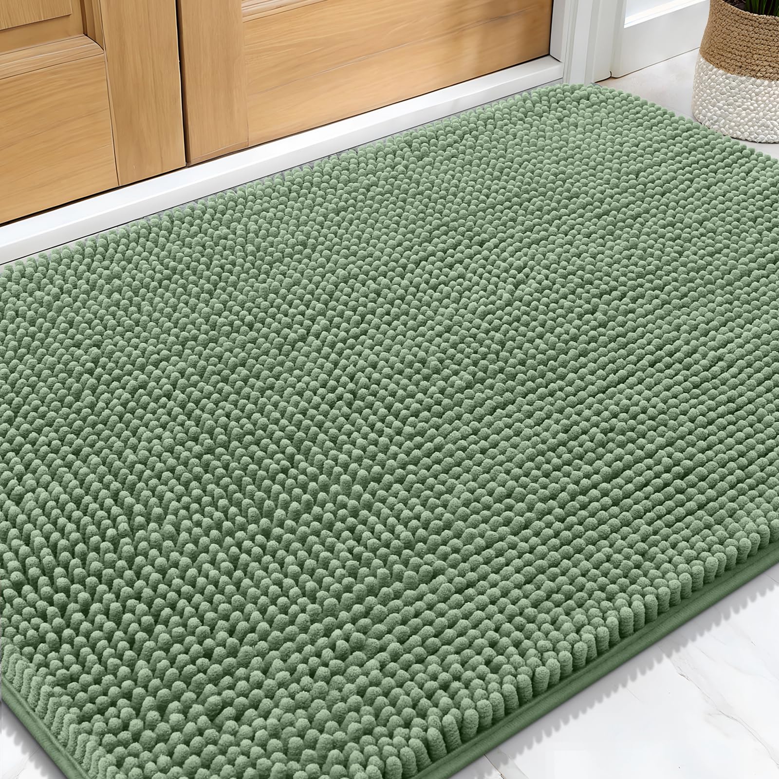 OLANLY Dog Door Mat for Muddy Paws 32x20, Super Absorbent Chenille Mud Mat