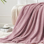 BEDELITE Fleece Throw Blanket for Couch – 3D Ribbed Jacquard Soft and Warm Decorative Fuzzy Blanket – Cozy, Fluffy, Plush Lightweight Berry Purple Throw Blankets for Bed, Sofa, 50x60 inches
